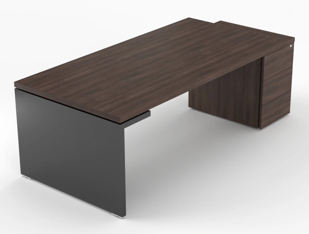 Mito Executive Desk with Side Storage Robinia Top Black Gloss Body 2219mm