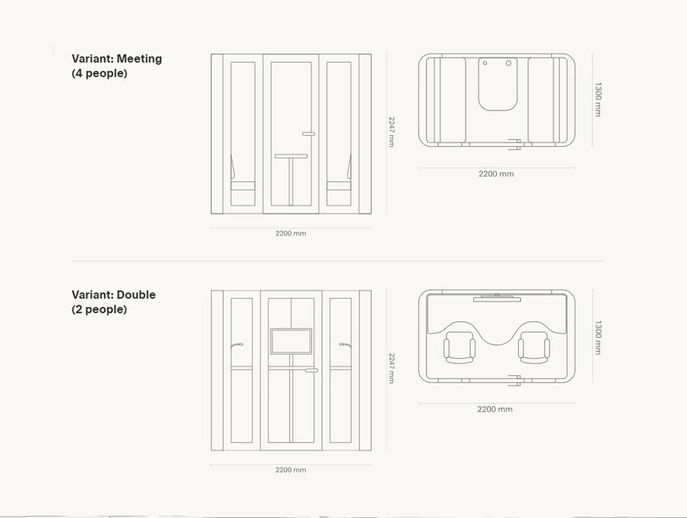 Mute Space L Soundproof Meeting Pod 5 Dimensions
