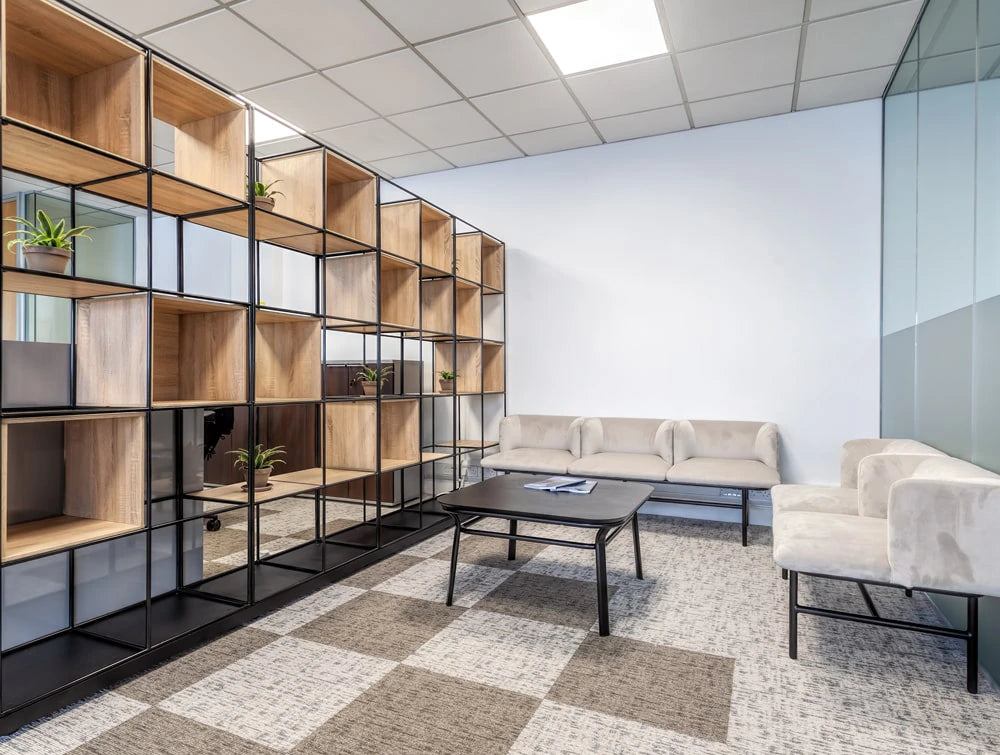 National Technologies Office Pallisades And Soft Seating With Coffee Table