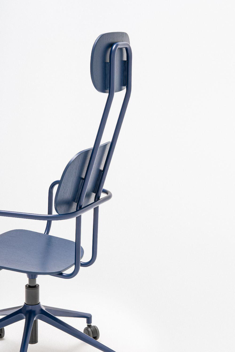 New School High Back Chair on 5 Star Base with Castors Detail 2
