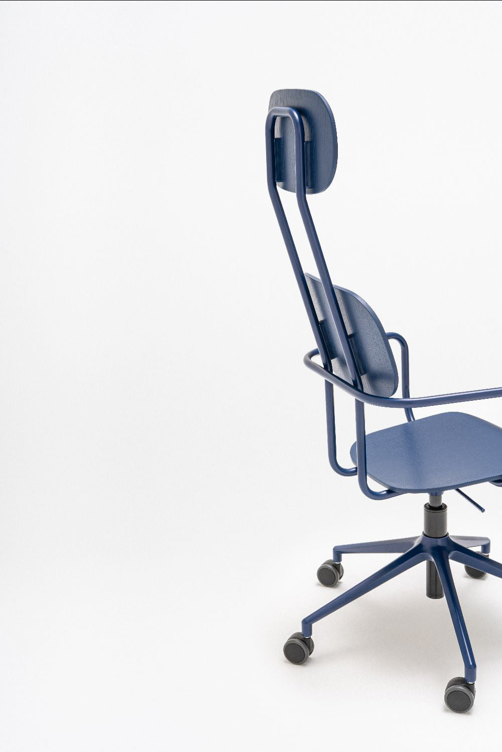 New School High Back Chair on 5 Star Base with Castors Detail