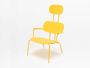 New School High Back Lounge Chair with Four Metal Legs