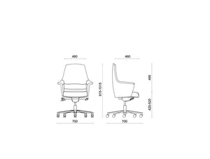 Of Course Manager Medium Back Office Chair 3 Dimensions