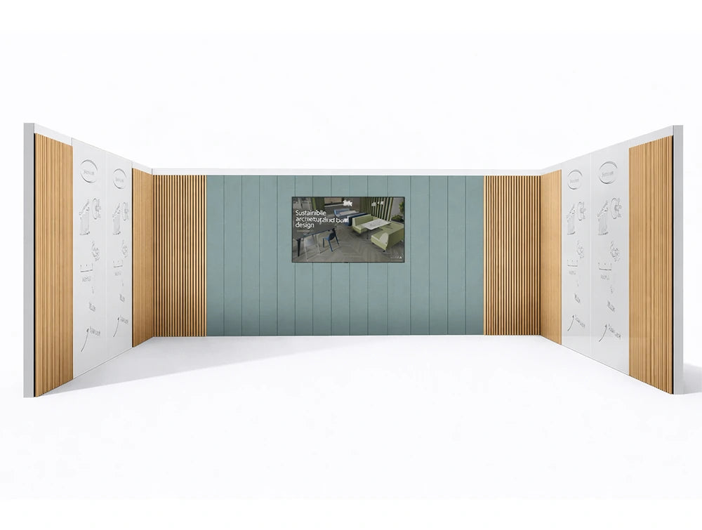 Office Boardroom with Acoustic Panels Glassboards and Wooden Slat Wall