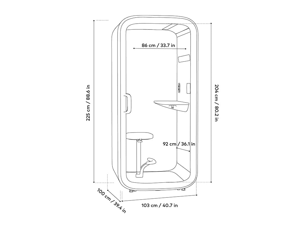 One Compact Acoustic Office Phone Booth 8 Dimensions