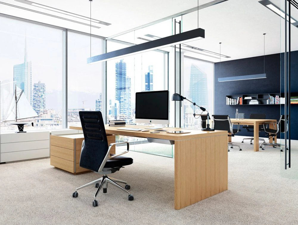 Ostin Executive Office Desk Maple Color With Mac Pc