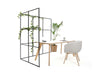 Palisades Metal Grid Partition Open Space Dividers With Lounge Chair And White Beech Table