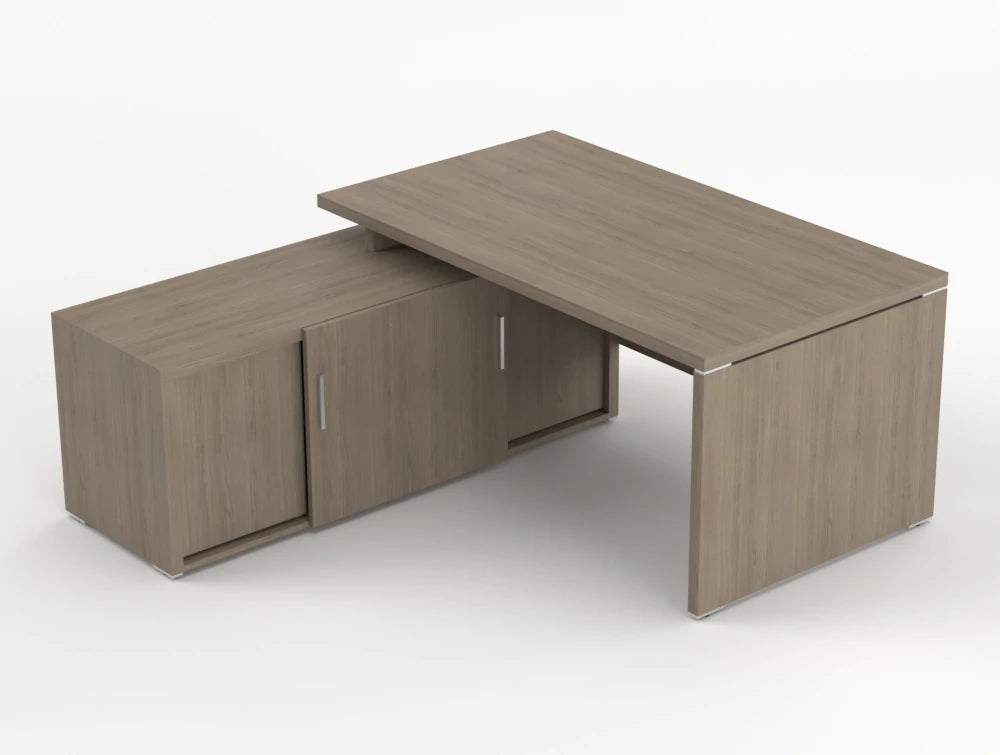 Quando Executive Desk With Credenza Unit Grey Oak Finish 1600Mm