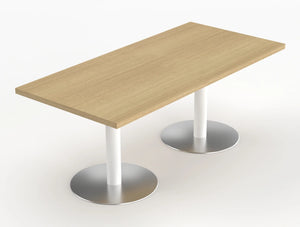 Quando Executive Meeting Table With Pillar Base Canadian Oak Top White Base