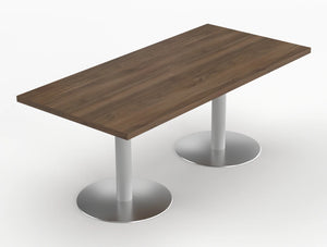 Quando Executive Meeting Table With Pillar Base Dark Walnut Top Aluminium Base