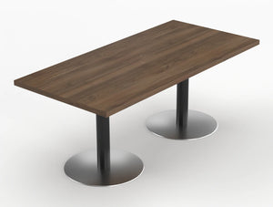 Quando Executive Meeting Table With Pillar Base Dark Walnut Top Black Base