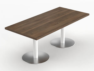 Quando Executive Meeting Table With Pillar Base Dark Walnut Top White Base