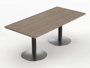 Quando Executive Meeting Table With Pillar Base Grey Oak Top Black Base