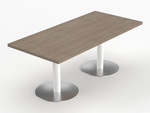 Quando Executive Meeting Table With Pillar Base Grey Oak Top White Base