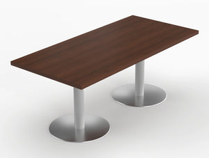 Quando Executive Meeting Table With Pillar Base Lowland Walnut Top Aluminium Base