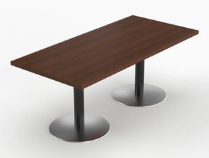 Quando Executive Meeting Table With Pillar Base Lowland Walnut Top Black Base