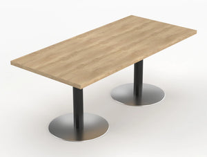 Quando Executive Meeting Table With Pillar Base Natural Oak Top Black Base