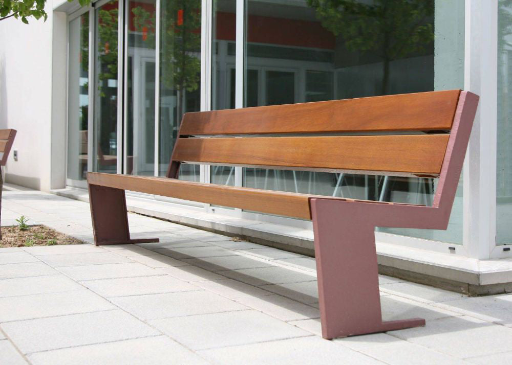 Quatro Wooden Outdoor Bench in Outdoor Setting 2