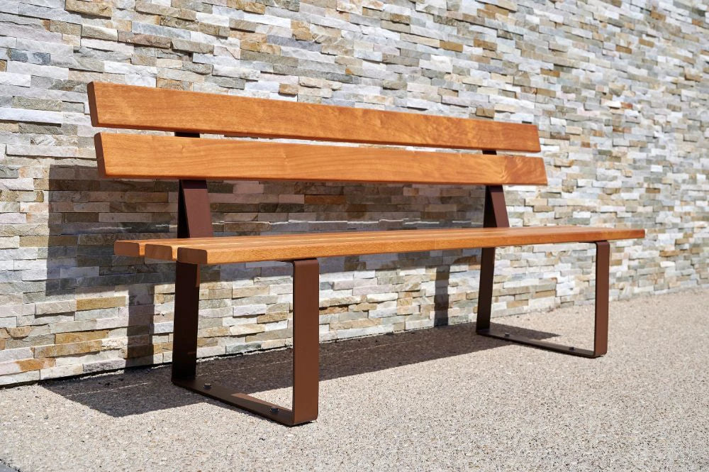 Riga Outdoor Bench with Backrest 3 in Outdoor Setting