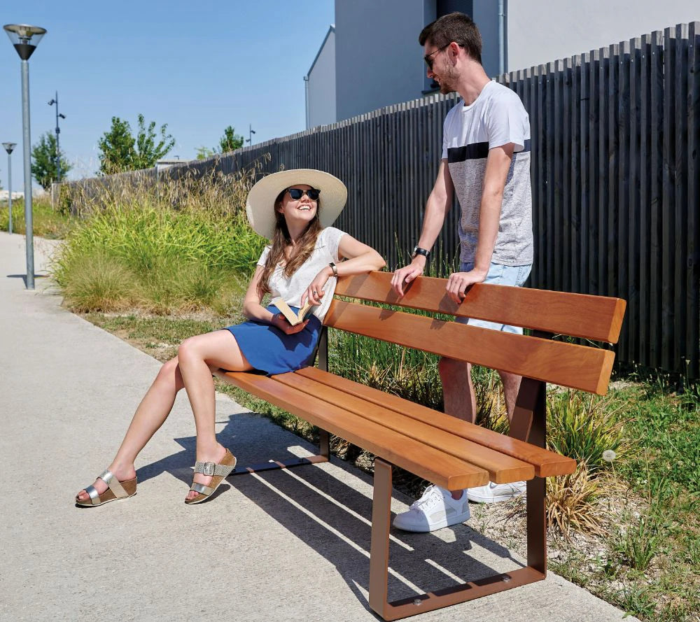 Riga Outdoor Bench with Backrest 4 in Outdoor Setting