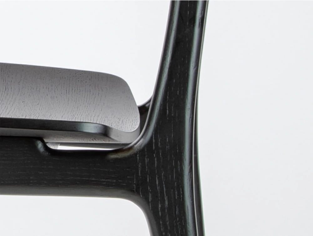 Scandi Wooden 4 Legged Meeting Room And Canteen Chair Black Seat Design