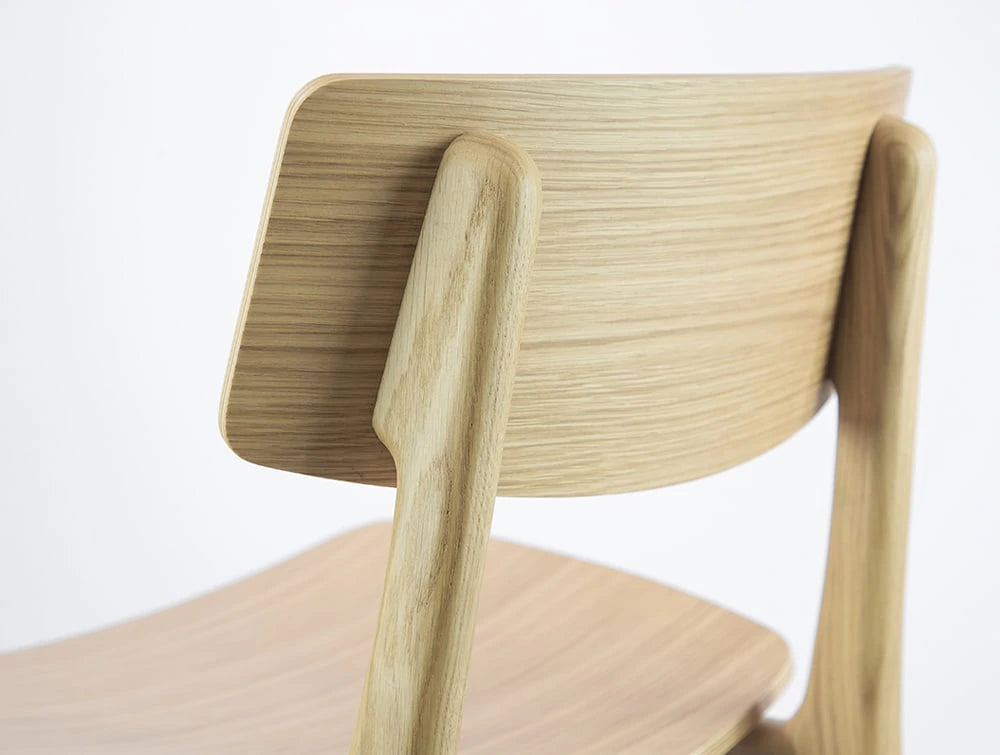 Scandi Wooden 4 Legged Meeting Room And Canteen Chair In Natural Oak Finish Slim Back
