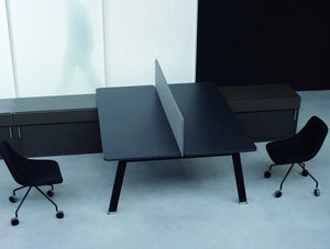 Simplic Executive Desk With Credenza Unit And Chairs In Black
