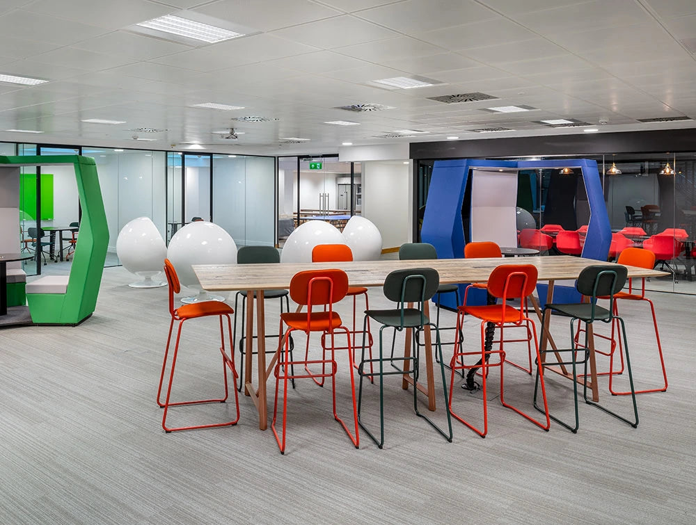 Social Talent Breakout Area Layout Bill Meeting Pods With New School Stools And Hightop Coffee Table