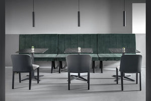 Social Ize Upholstered Modular Sofa With Tables And Chairs In Canteen Setting