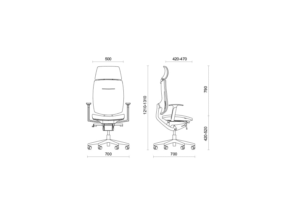 Spirit Executive Office Chair 7 Dimensions