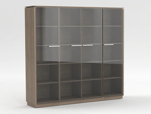 Status Executive Storage Unit with Glass Doors 1871mm Grey Oak Finish