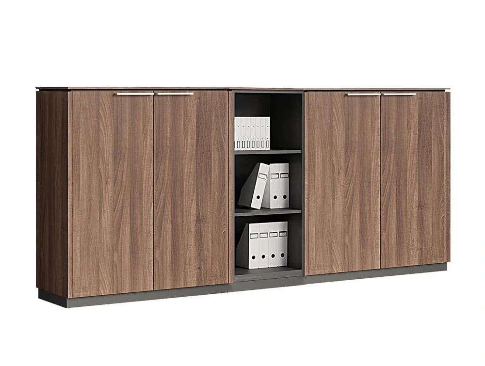 Status Executive Wide Storage Unit With Glass Doors 1167Mm Grey Oak Finish