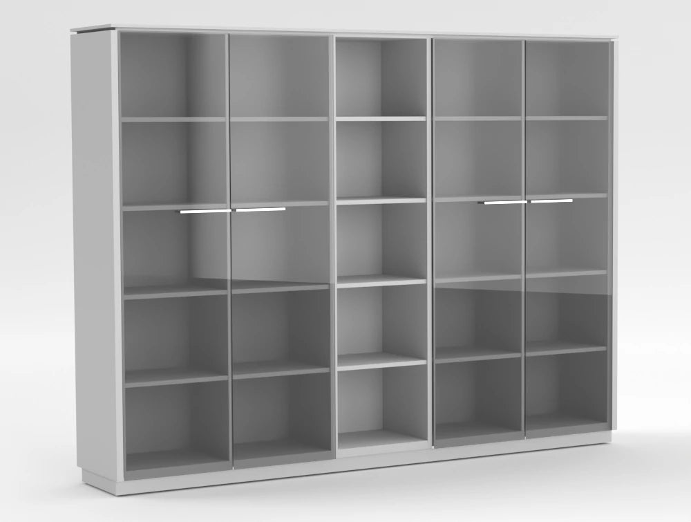 Status Executive Wide Storage Unit with Glass Doors 1871mm White Pastel Finish