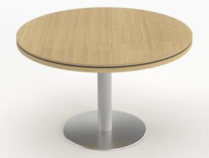 Status Round Meeting Table 800mm Canadian Oak Finish Aluminium Base