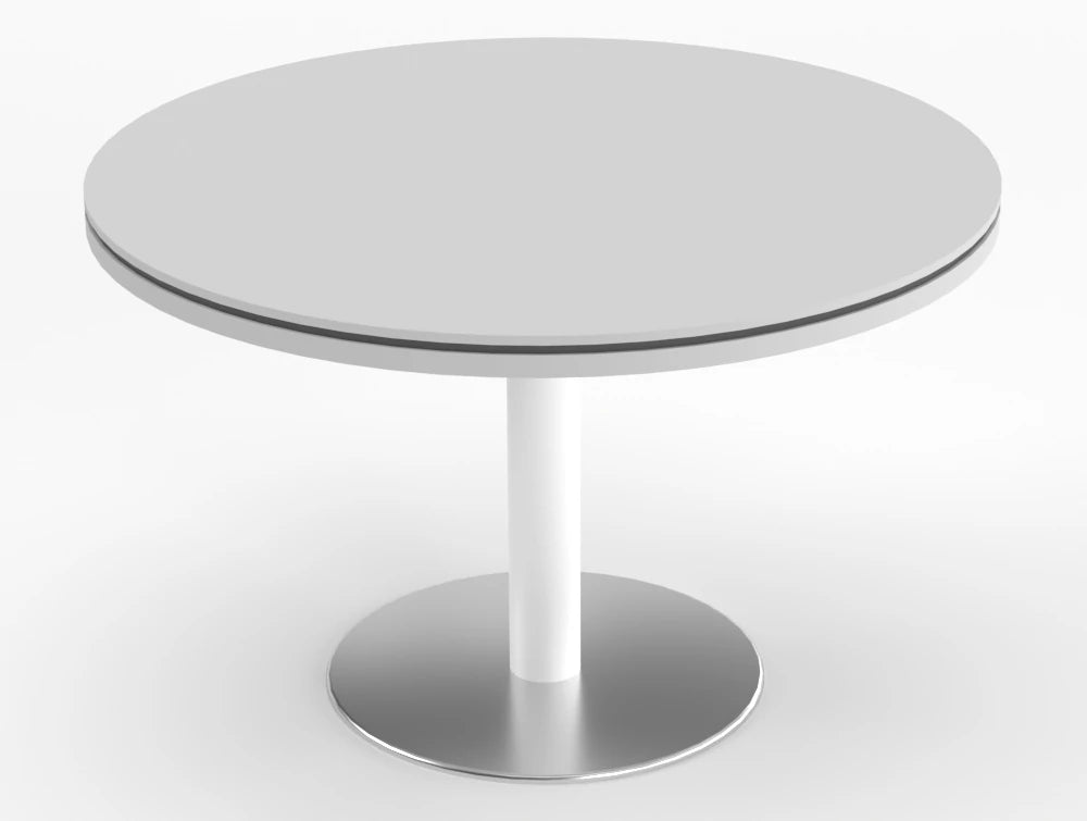 Status Round Meeting Table 800mm White Pastel Finish White Base