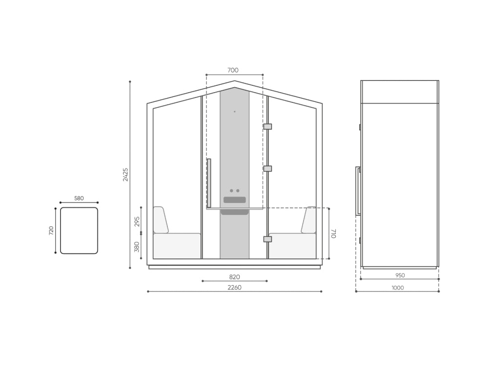 Treehouse Acoustic 2 Person Closed Meeting Pod Dimensions