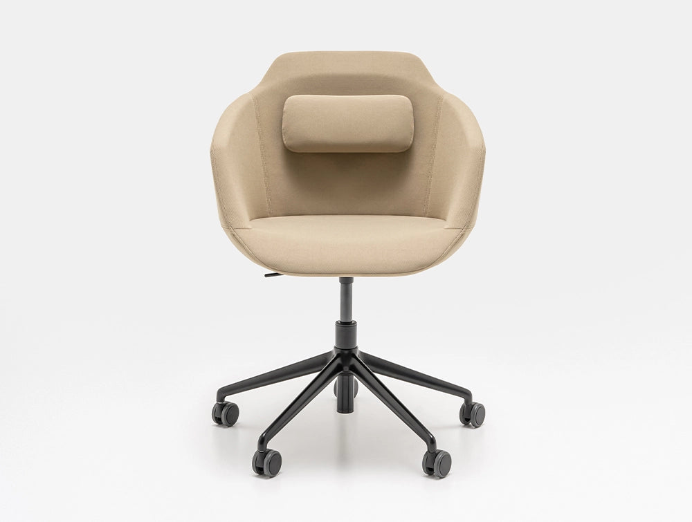 Ultra F Armchair with Back Cushion and 5 Star Swivel Base on Castors