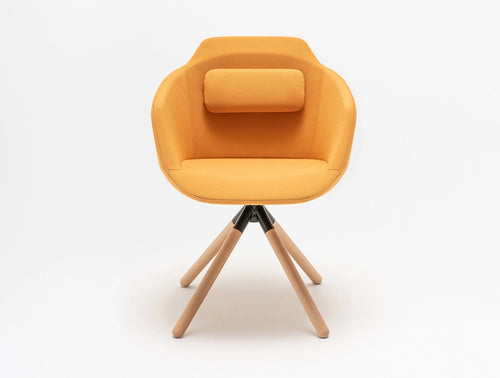 Ultra FW Armchair with Back Cushion and Wooden Trestle Base