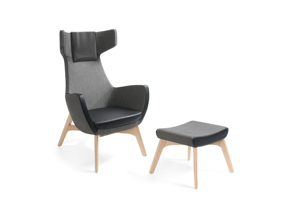 Umm High Backrest Lounge Chair with Wooden Legs 4