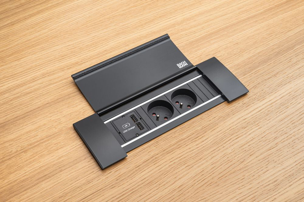 Viga Executive Desk with Side Storage and Pedestal Power Module