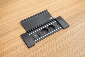 Viga Executive Desk with Side Storage and Pedestal Power Module