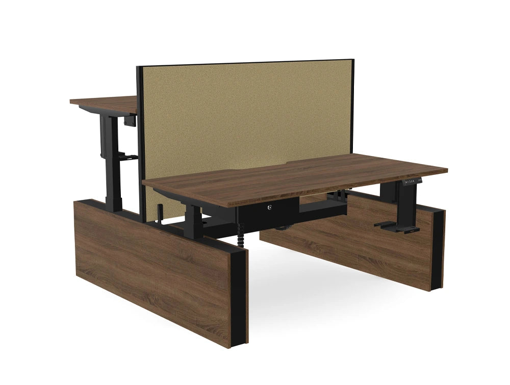 Levo Plus Bench Sit Stand Desk In Wild Oak Finish