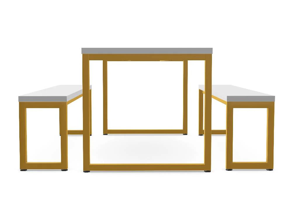 WsD Nestro Metal Canteen Table and Bench Seating with Closed Leg 3