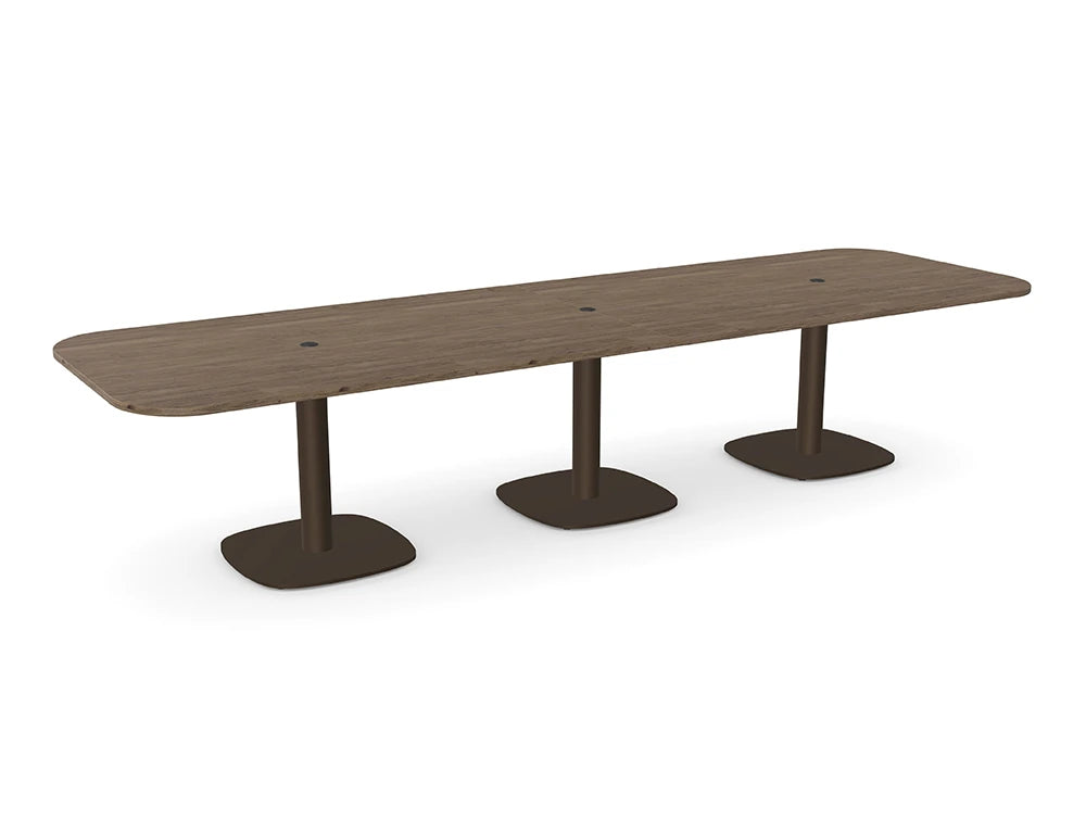 Ws.D Nexis+ Triple Cylinder Squircle Base Meeting Table with Curved Rectangular Table Top