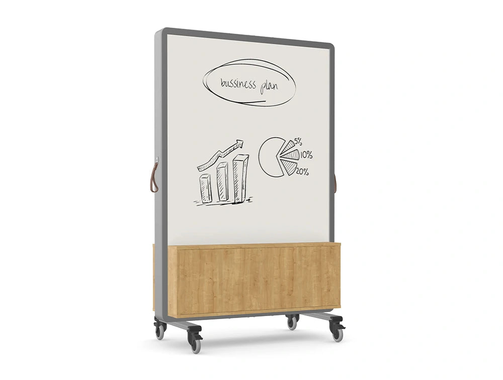 Ws.D Spry Mobile Wall - Whiteboard & Fabric Panel & Storage