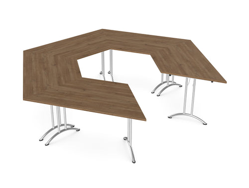 WsD Twister Fold Modular Configuration with Trapezoidal Tabletop Coffee Oak