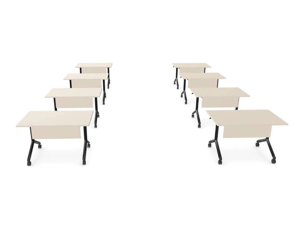 WsD Twister Mobile Tilt Modular 8 Classroom Tables with Modesty Panel and Bookcase 2
