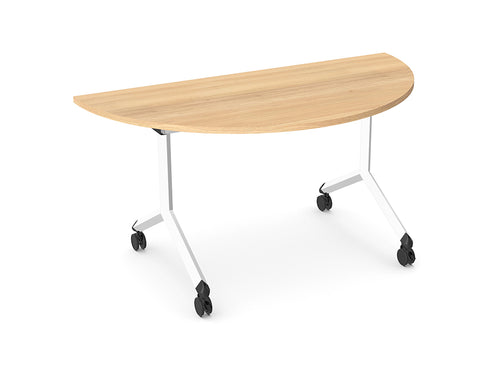 WsD Twister Mobile Tilt Semi Circle Table with Pro Leg African Oak