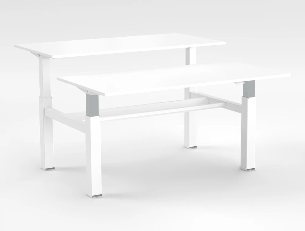 Mara Follow Sit Stand Bench Desk 299B White Top White Frame 1400Mm