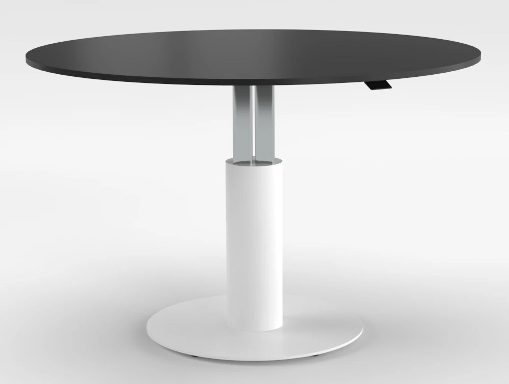 Mara Follow Round Adjustable Table 299M Black Top White Frame 1600Mm